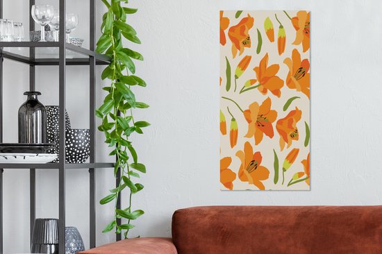 Canvas Schilderij Bloemen - Lelie - Patronen - 40x80 cm - Wanddecoratie