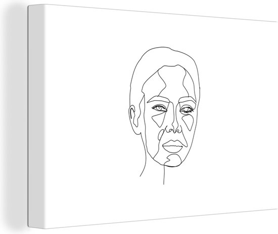 Toile Peinture Line au trait - Femmes - Wit - 60x40 cm - Décoration murale