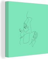 Canvas Schilderij Line art - Mannen - Gezicht - 20x20 cm - Wanddecoratie