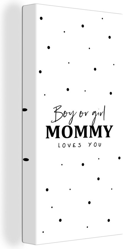 Canvas Schilderij Mama - Boy or Girl Mommy loves you - Baby - Gender reveal - 20x40 cm - Wanddecoratie