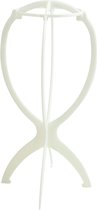 Porte perruque en plastique blanc - Support pour perruque pliable 18x36 cm