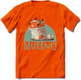 Kat murrmy T-Shirt Grappig | Dieren katten halloween Kleding Kado Heren / Dames | Animal Skateboard Cadeau shirt - Oranje - XL