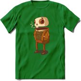 Casual skelet T-Shirt Grappig | Dieren halloween Kleding Kado Heren / Dames | Animal Skateboard Cadeau shirt - Donker Groen - 3XL