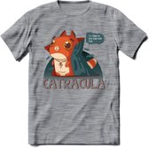 Graaf catracula T-Shirt Grappig | Dieren katten halloween Kleding Kado Heren / Dames | Animal Skateboard Cadeau shirt - Donker Grijs - Gemaleerd - L
