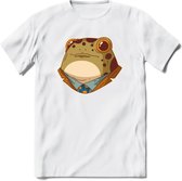 casual kikker T-Shirt Grappig | Dieren reptiel Kleding Kado Heren / Dames | Animal Skateboard Cadeau shirt - Wit - L