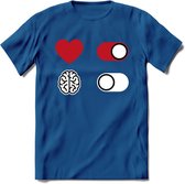 Hart Aan Brein Uit - Valentijn T-Shirt | Grappig Valentijnsdag Cadeautje voor Hem en Haar | Dames - Heren - Unisex | Kleding Cadeau | - Donker Blauw - S