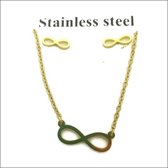 Aramat jewels ® - Sieradenset oorbellen en ketting infinity goudkleur dames 47cm