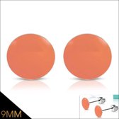 Aramat jewels ® - Ronde oranje oorstekers oranje acryl staal 9mm