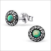 Aramat jewels ® - Zilveren oorbellen opaal rond 925 zilver multikleur 6mm