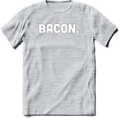 Bacon - Snack T-Shirt | Grappig Verjaardag Kleding Cadeau | Eten En Snoep Shirt | Dames - Heren - Unisex Tshirt | - Licht Grijs - Gemaleerd - S
