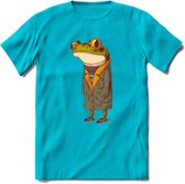 Casual kikker T-Shirt Grappig | Dieren reptiel Kleding Kado Heren / Dames | Animal Skateboard Cadeau shirt - Blauw - 3XL
