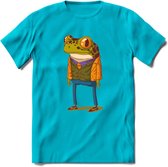 Casual kikker T-Shirt Grappig | Dieren reptiel Kleding Kado Heren / Dames | Animal Skateboard Cadeau shirt - Blauw - XL