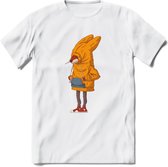 Verlegen vos T-Shirt Grappig | Dieren honden Kleding Kado Heren / Dames | Animal Skateboard Cadeau shirt - Wit - XL