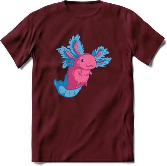 Schattig Axolotl T-Shirt Grappig | Dieren amfibieën Kleding Kado Heren / Dames | Animal Cadeau shirt - Burgundy - L