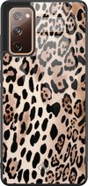 Samsung S20 FE hoesje glass - Luipaard print bruin | Samsung Galaxy S20 case | Hardcase backcover zwart