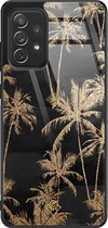 Samsung A72 hoesje glass - Palmbomen | Samsung Galaxy A72  case | Hardcase backcover zwart