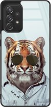 Samsung A52 hoesje glass - Tijger wild | Samsung Galaxy A52 5G case | Hardcase backcover zwart