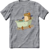 Badkuip kikker onderwater T-Shirt Grappig | Dieren reptiel Kleding Kado Heren / Dames | Animal Skateboard Cadeau shirt - Donker Grijs - Gemaleerd - L