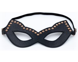 Cat mask met studs / Rose goud / Rosy gold / Zwart PU leer