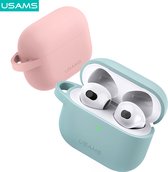 Usams Siliconen Beschermende Oortelefoon Cases Voor Apple Airpods 3 2021 Shake-Proof Anti-Val Oordopjes Case Cover Met anti-Verloren Haak