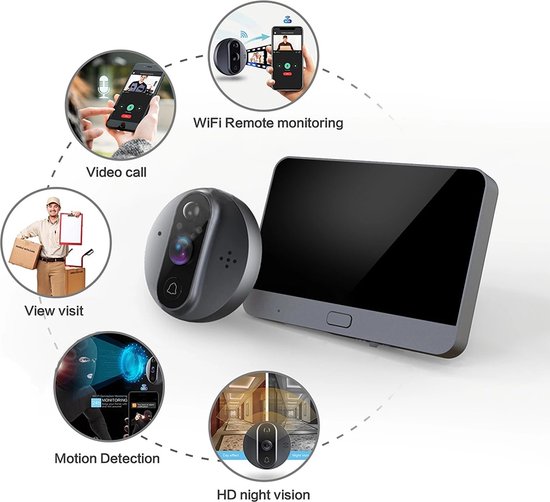Wifi Video Intercom - Voor Thuis Draadloze Deurbel Video - Kijkgaatje Met Camera - Tuya Smart Home Video-eye - Wifi Intercoms - Voor Appartement — afbeelding 5