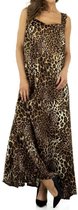 Dames maxi jurk mouwloos met panterprint S/M 36-40 beige/bruin/zwart