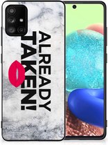 Telefoon Hoesje Geschikt voor Samsung Galaxy A71 Backcover Soft Siliconen Hoesje met Zwarte rand Already Taken White