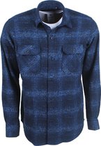 Heren Overhemd - Overshirt - Oversized - Flanel - Geblokt - Navy Lichtblauw