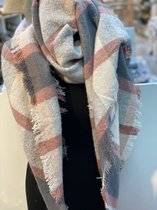 Sjaal Dames - Sjaal - Scarf - Wool - Viscose - Kleurrijke Vierkantjes