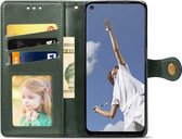 Mobigear Snap Button Telefoonhoesje geschikt voor OPPO A52 Hoesje Bookcase Portemonnee - Groen