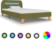 Decoways - Bedframe met LED stof groen 90x200 cm