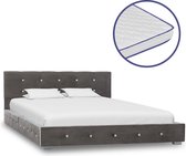Decoways - Bed met traagschuim matras fluweel grijs 120x200 cm