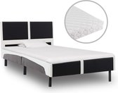 Decoways - Bed met matras kunstleer zwart en wit 90x200 cm