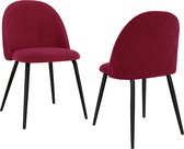 Decoways - Eetkamerstoelen 2 st stof wijnrood