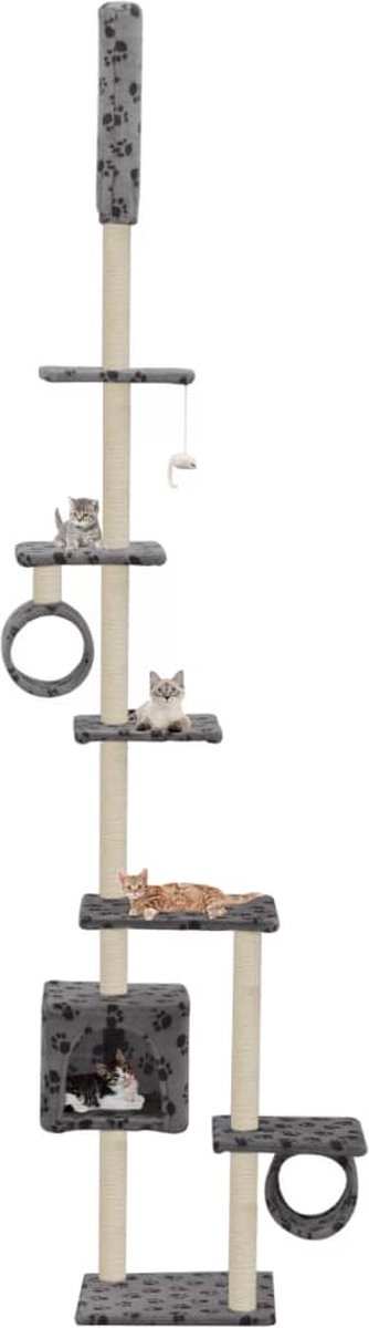Decoways - Kattenkrabpaal met sisalpalen 260 cm pootafdrukken grijs