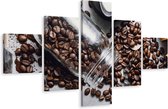 Schilderij - Koffiebonen in een pot, 5luik, Premium print