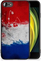 Mobiel TPU Hard Case iPhone 7/8/SE 2020/2022 Telefoon Hoesje met Zwarte rand Nederlandse Vlag