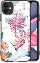 Smartphonehoesje Customize Geschikt voor iPhone 11 GSM Hoesje met Zwarte rand Bird Flowers