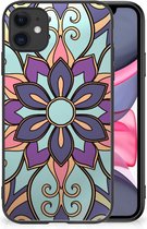 Smartphone Hoesje Geschikt voor iPhone 11 TPU Bumper met Zwarte rand Paarse Bloem