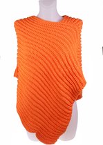 Apollo - Party poncho gebreid - Carnvalskleding dames Fluor oranje - one size - Carnaval - Feestartikelen - Carnavalskleding - Party