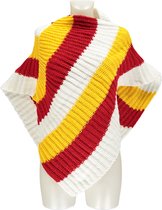 Poncho de fête tricoté - Robe de carnaval dames rouge-blanc-jaune - taille unique - Carnaval - Articles de fête - Vêtements de Déguisements - Fête - Apollo
