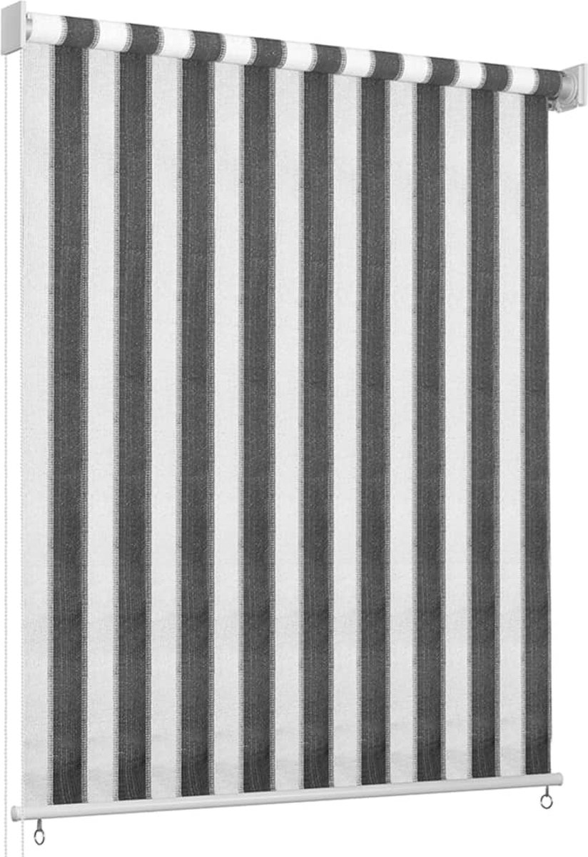 Decoways - Rolgordijn voor buiten gestreept 60x230 cm antraciet en wit