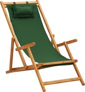 Decoways - Strandstoel inklapbaar massief eucalyptushout en stof groen
