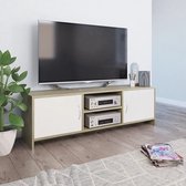 Decoways - Tv-meubel 120x30x37,5 cm spaanplaat wit en sonoma eikenkleurig