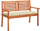 Decoways - Tuinbank 2-zits met kussen 120 cm massief eucalyptushout
