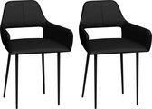 Decoways - Eetkamerstoelen 2 stuks kunstleer zwart