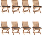 Decoways - Tuinstoelen 8 st inklapbaar met kussens massief teakhout