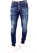 Slim fit Jeans Stretch Heren met Gaten- SLM-36 - Blauw
