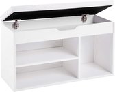 ZAZA Home Schoenenbank, schoenenkast, schoenenrek, zitkist, gestoffeerd zitbank, 30x80x44cm, Wit