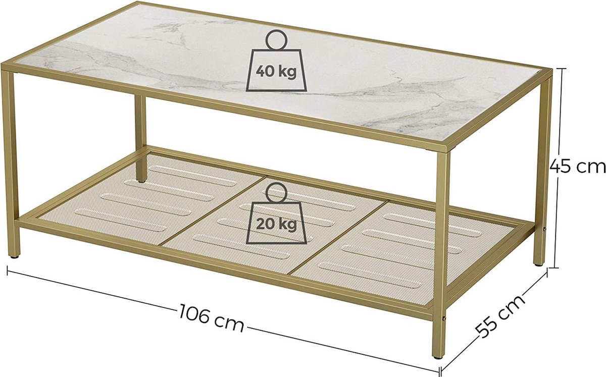 VASAGLE Salontafel voor woonkamer, met frame van staal, eenvoudig te monteren, 100 x 55 x 45 cm, industriële stijl, rustiek bruin en zwart LCT052B01